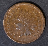 1867 INDIAN CENT  ORIGINAL XF/AU  NICE