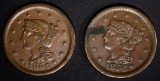 2 - 1854 LARGE CENTS,  XF