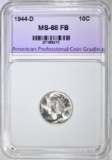 1944-D MERCURY DIME, APCG SUPERB GEM+ BU FB