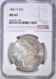 1881-S MORGAN DOLLAR  NGC MS-65