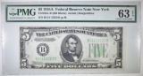 1934A $5 FEDERAL RESERVE NOTE  PMG 63 EPQ