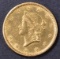 1850-O $1 GOLD LIBERTY  ORIG UNC  OLD CLEANING