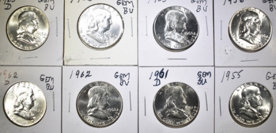 GEM BU FRANKLIN HALF DOLLAR LOT