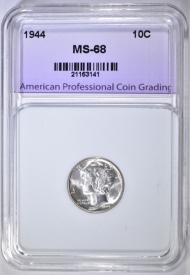 1944 MERCURY DIME, SUPERB GEM+ BU