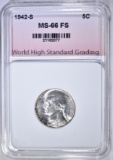 1942-S SILVER JEFF. NICKEL, WHSG SUPERB GEM BU FS