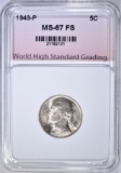 1943-P SILVER JEFF. NICKEL WHSG SUPERB GEM BU FS