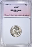 1943-D JEFFERSON NICKEL, WHSG SUPERB GEM BU