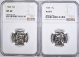 (2) 1965 JEFFERSON NICKELS NGC MS-66