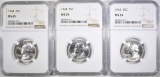 3-1964 WASHINGTON QUARTERS, NGC MS-65