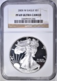 2005-W AMERICAN SILVER EAGLE NGC PF-69 ULTRA CAMEO