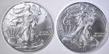 2-GEM BU 2019 AMERICAN SILVER EAGLES