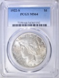 1922-S PEACE DOLLAR  PCGS MS-64