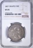 1807 DRAPED BUST HALF DOLLAR  NGC VF-25