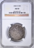 1858-O SEATED LIBERTY HALF DOLLAR  NGC AU-55