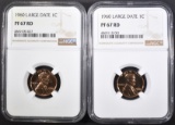 2-1960 LARGE DATE LINCOLN CENTS, NGC PF-67 RED