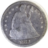 1872 SEATED DOLLAR, GOOD+