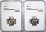 (2) 1965 NICKELS NGC MS-66