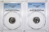 1965 & 66 SMS ROOSEVELT DIMES, PCGS SP-67