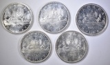 5-BU 1965 CANADIAN SILVER DOLLARS
