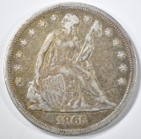 1865 SEATED LIBERTY DOLLAR  VF/XF