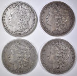 4 MORGAN DOLLARS 1882-O,S, 84, 98-S