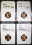 1949-S, 55-S, 68-D, 69 LINCOLN CENTS NGC MS-66 RED