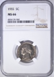 1955 JEFFERSON NICKEL NGC MS-66