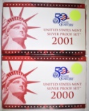 2000 & 2001 U.S. SILVER PROOF SETS ORIG PACKAGING