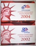 2002 & 2004 U.S. SILVER PROOF SETS ORIG PACKAGING