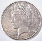 1934-S PEACE DOLLAR CH AU KEY DATE, LIGHT TONE