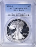 1990-S AMERICAN SILVER EAGLE  PCGS PR-69 DCAM