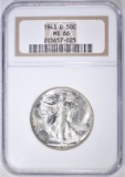 1943-D WALKING LIBERTY HALF DOLLAR  NGC MS-66