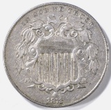 1872 SHIELD NICKEL, XF