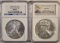 2 NGC GRADED AMERICAN SILVER EAGLES