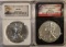 2014 & 2014-W AMERICAN SILVER EAGLES NGC MS-70