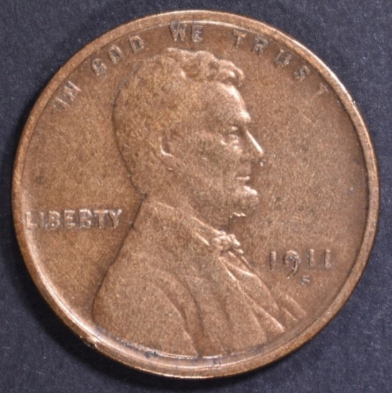 1911-S LINCOLN CENT XF