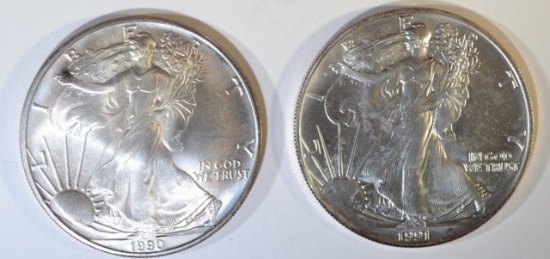 1990 & 91 AMERICAN SILVER EAGLES