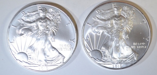 2-BU 2010 AMERICAN SILVER EAGLES