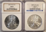 2002 & 2008 NGC MS-69 AMERCAN SILVER EAGLES