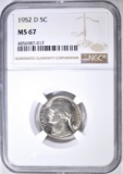 1952-D JEFFERSON NICKEL NGC MS-67