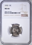 1955 JEFFERSON NICKEL NGC MS-66