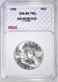 1958 FRANKLIN HALF DOLLAR, RNG GEM BU FBL