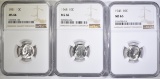 1946, 48 & 51 ROOSEVELT DIMES, NGC MS-66