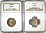 1956 & 58-D WASHINGTON QUARTERS NGC MS-66 COLOR