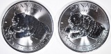 2-2019 CANADA ROARING GRIZZLY ONE Oz SILVER COINS