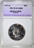 1971-S KENNEDY HALF, APCG PERFECT GEM PR DCAM