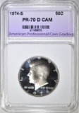 1974-S KENNEDY HALF, APCG PERFECT GEM PR DCAM