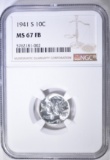 1941-S MERCURY DIME, NGC MS-67 FB