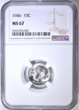 1946 ROOSEVELT DIME NGC MS-67