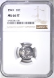 1949 ROOSEVELT DIME NGC MS-66 FT